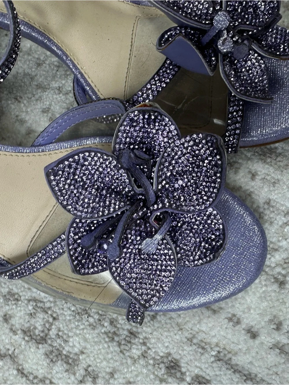 Alex Marie Blue Floral Embellished Strappy Sandals